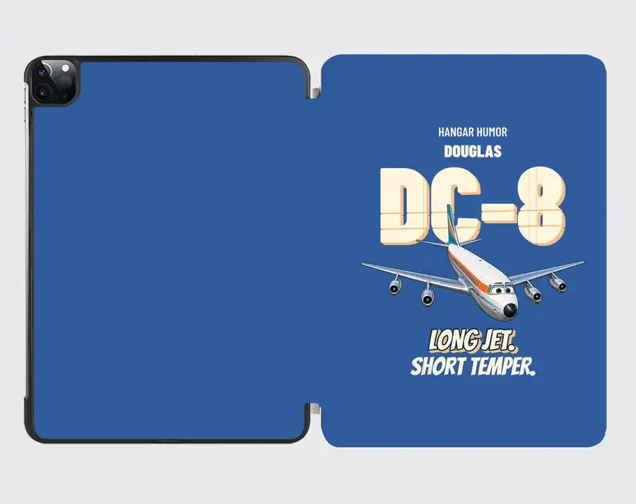 Douglas DC-8-63 - Long jet. Short temper. design on blue ipad tablet case