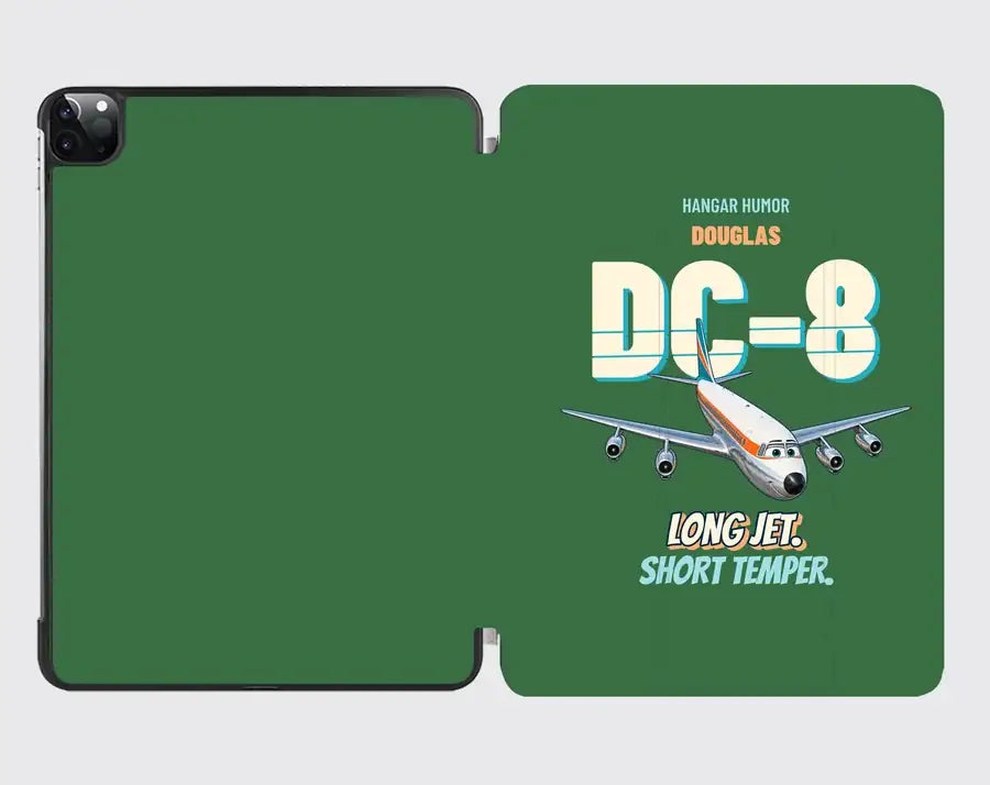 Douglas DC-8-63 - Long jet. Short temper. design on green ipad tablet case
