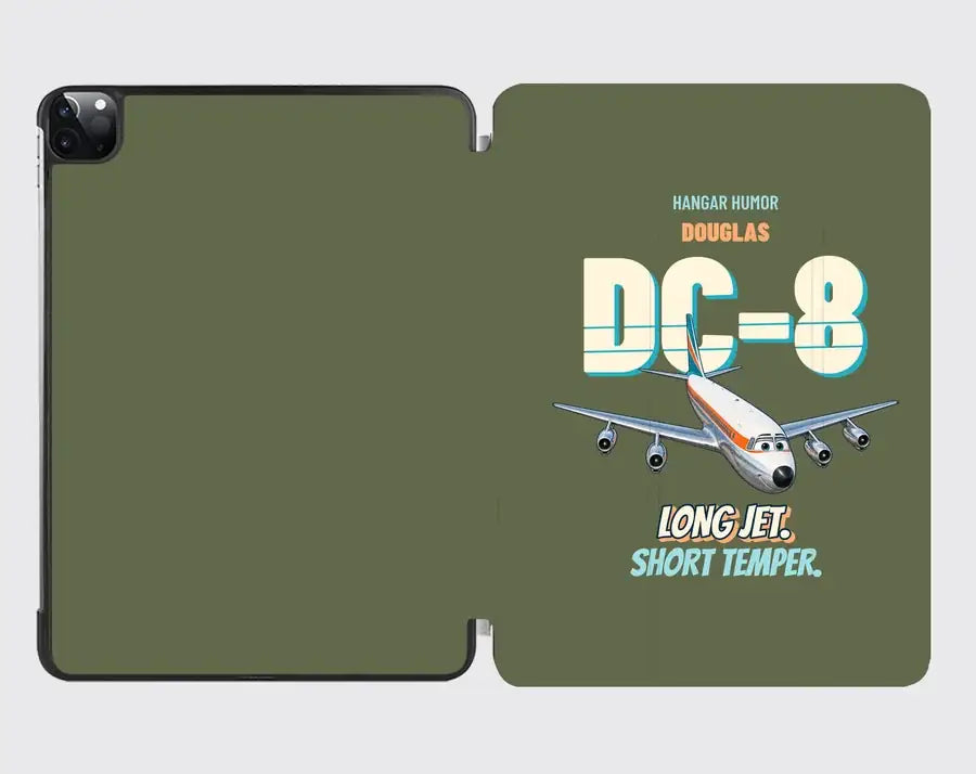 Douglas DC-8-63 - Long jet. Short temper. design on green army ipad tablet case