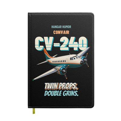 Convair 240 - Twin props. Double grins. design on black notebook