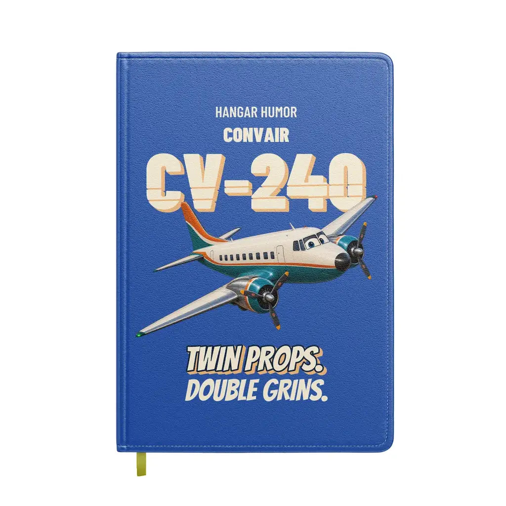 Convair 240 - Twin props. Double grins. design on blue notebook