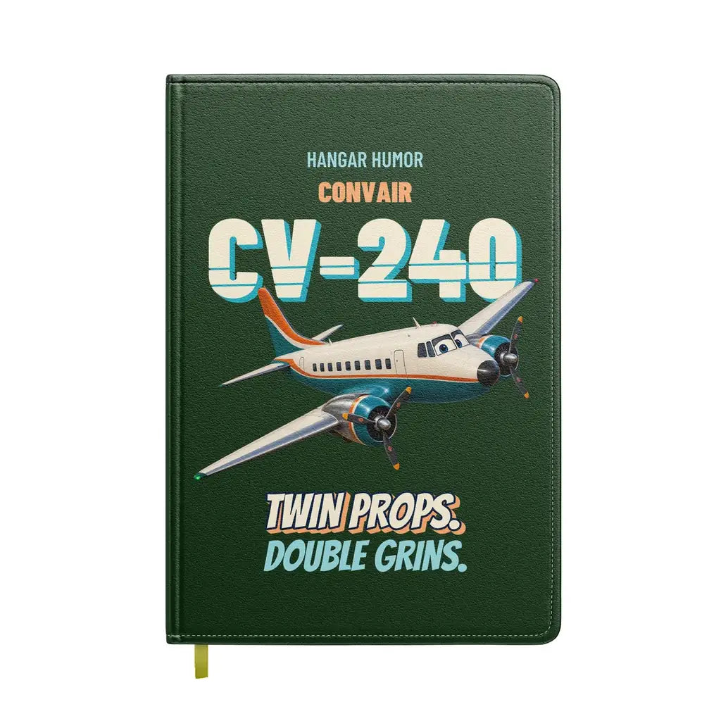 Convair 240 - Twin props. Double grins. design on dark green notebook
