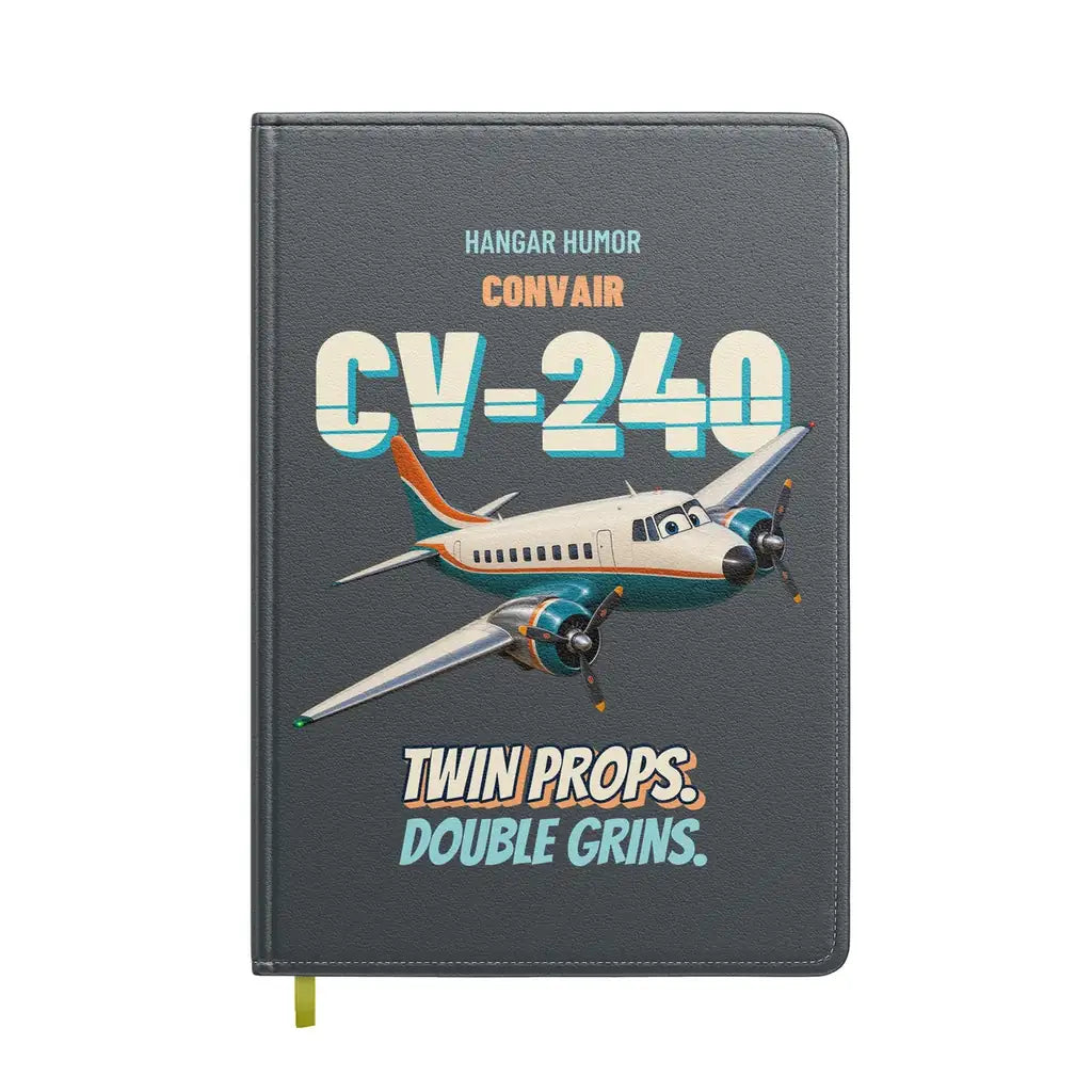 Convair 240 - Twin props. Double grins. design on gray notebook