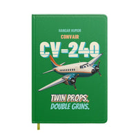 Thumbnail for Convair 240 - Twin props. Double grins. design on green notebook
