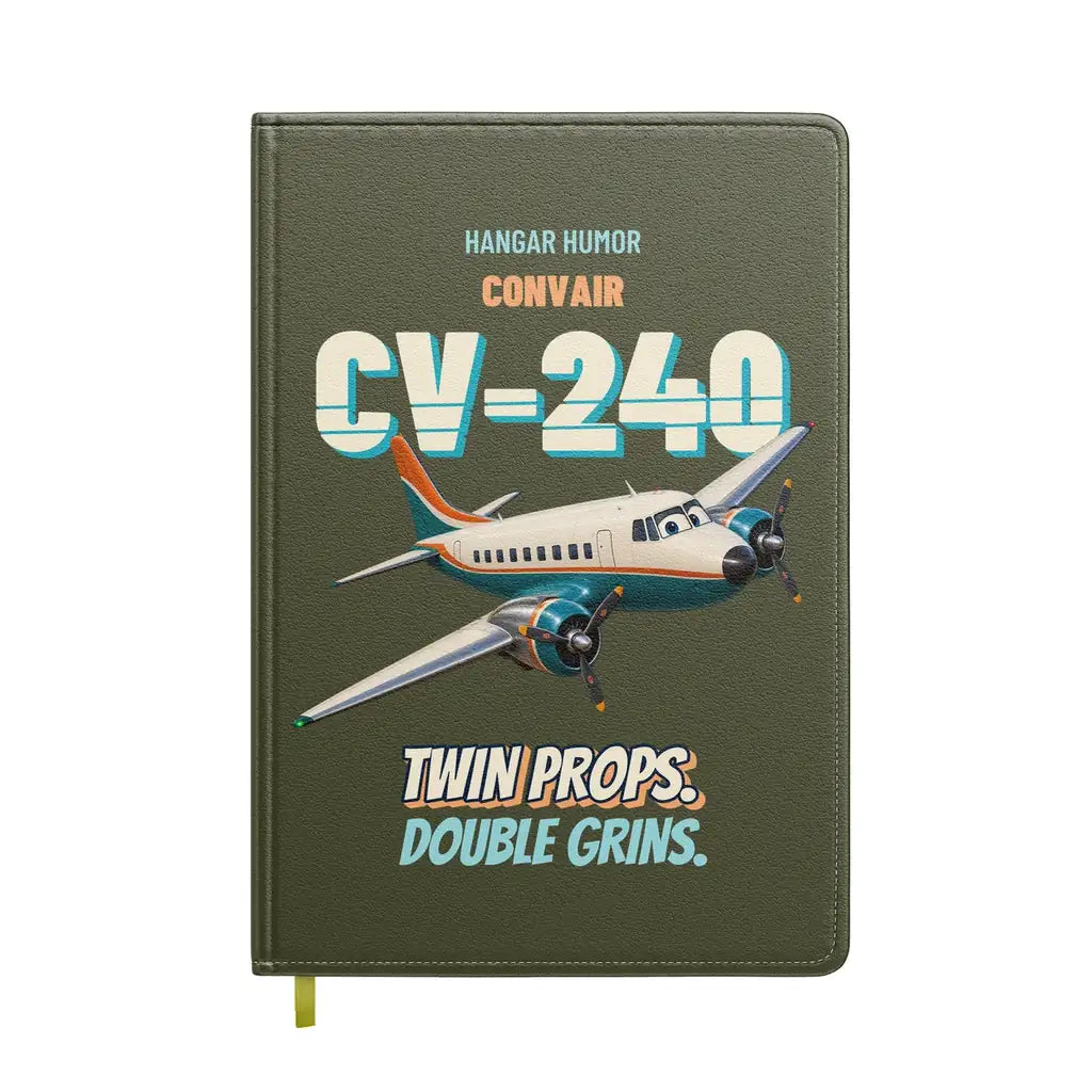 Convair 240 - Twin props. Double grins. design on green army notebook