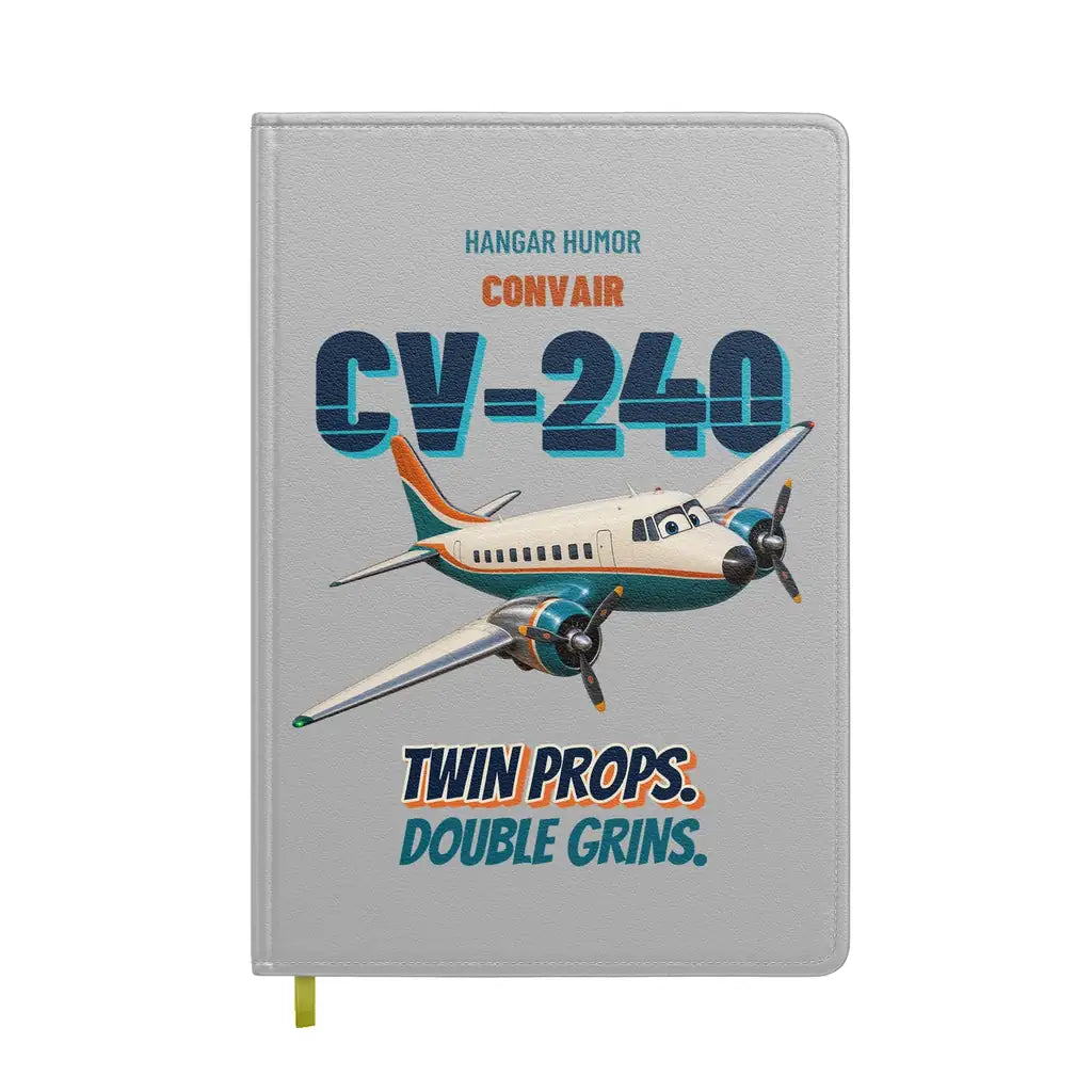 Convair 240 - Twin props. Double grins. design on light gray notebook