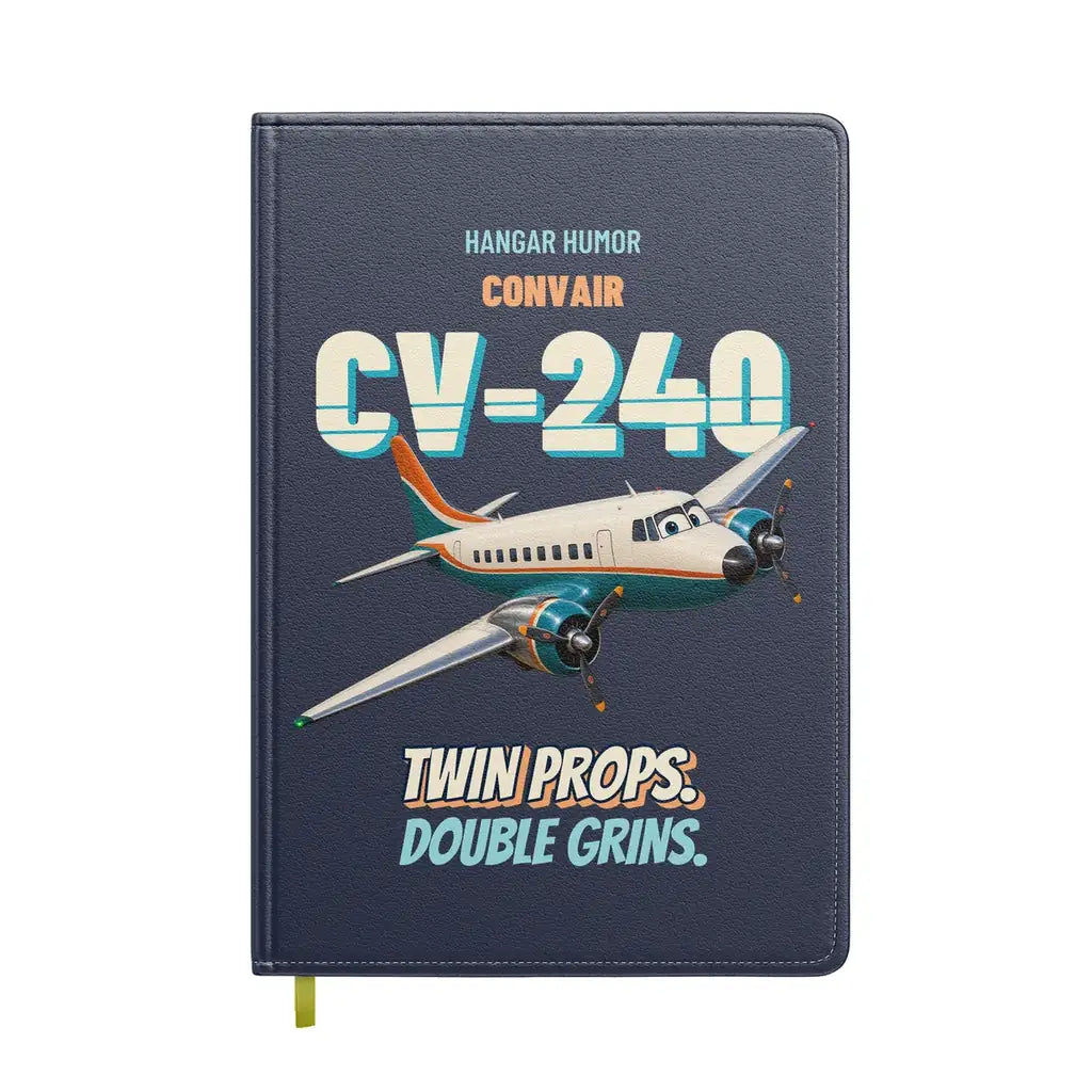 Convair 240 - Twin props. Double grins. design on navy blue notebook