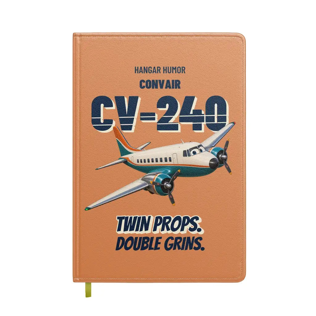 Convair 240 - Twin props. Double grins. design on orange notebook