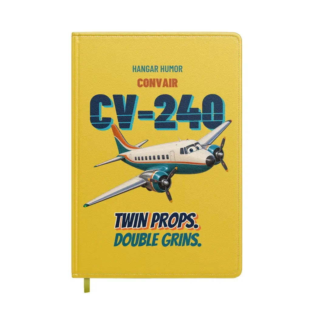 Convair 240 - Twin props. Double grins. design on yellow notebook