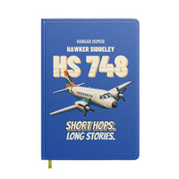 Thumbnail for Hawker Siddeley HS 748 - Short hops. Long stories. design on blue notebook