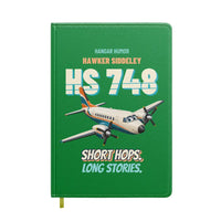 Thumbnail for Hawker Siddeley HS 748 - Short hops. Long stories. design on green notebook