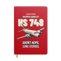 Thumbnail for Hawker Siddeley HS 748 - Short hops. Long stories. design on red notebook