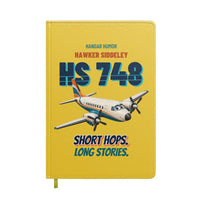 Thumbnail for Hawker Siddeley HS 748 - Short hops. Long stories. design on yellow notebook
