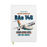 Thumbnail for British Aerospace 146-200 - Four little jets. One big mood. design on white notebook