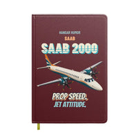 Thumbnail for Saab 2000 - Prop speed. Jet attitude. design on dark red notebook