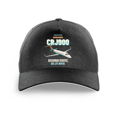 Bombardier CRJ900 - Regional roots. Big jet mood. design on black printed hat