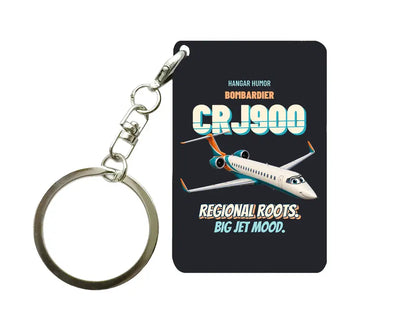 Bombardier CRJ900 - Regional roots. Big jet mood. design on black key chain