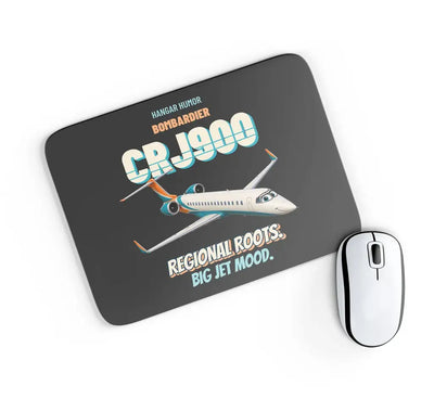 Bombardier CRJ900 - Regional roots. Big jet mood. design on black rectangle mouse pad