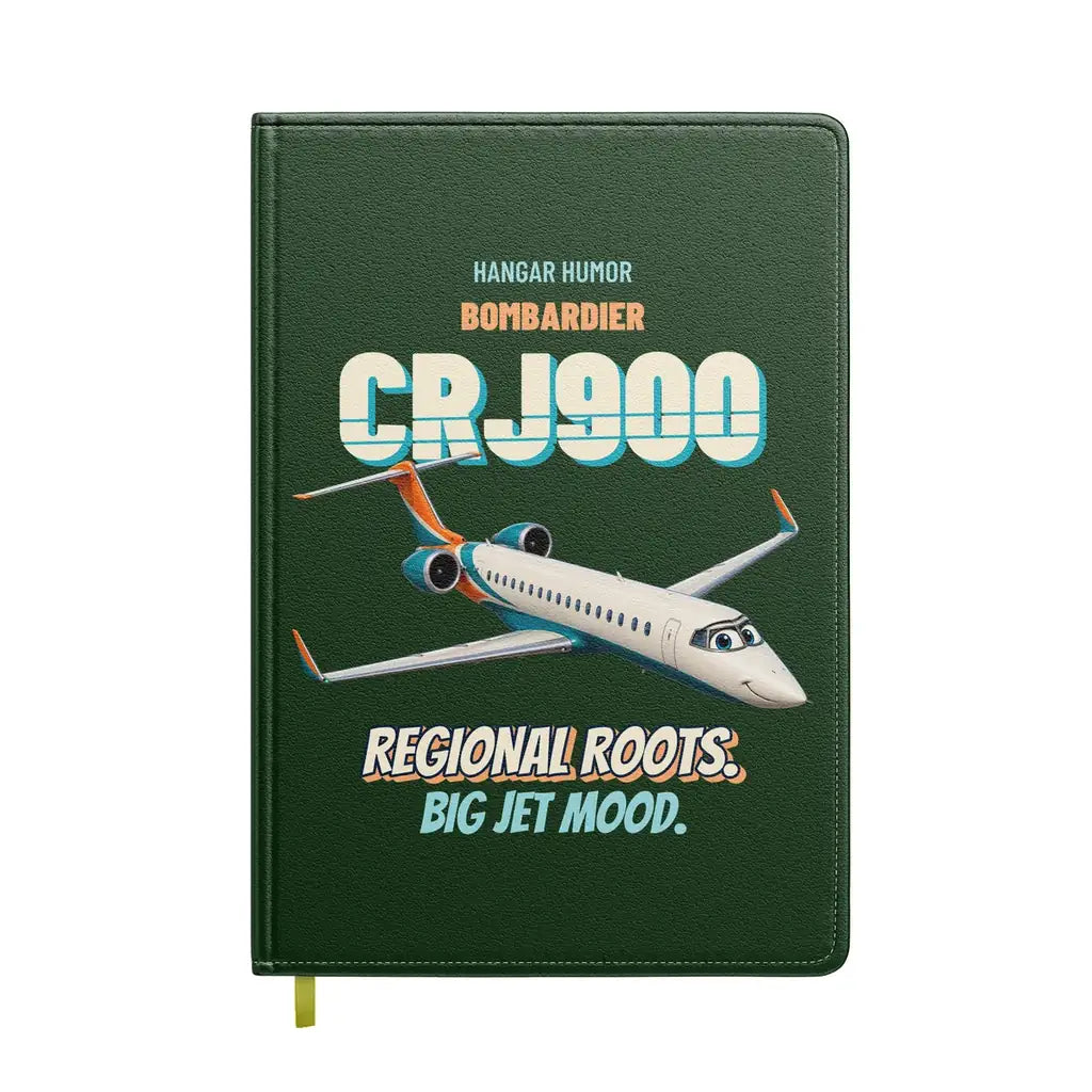 Bombardier CRJ900 - Regional roots. Big jet mood. design on dark green notebook