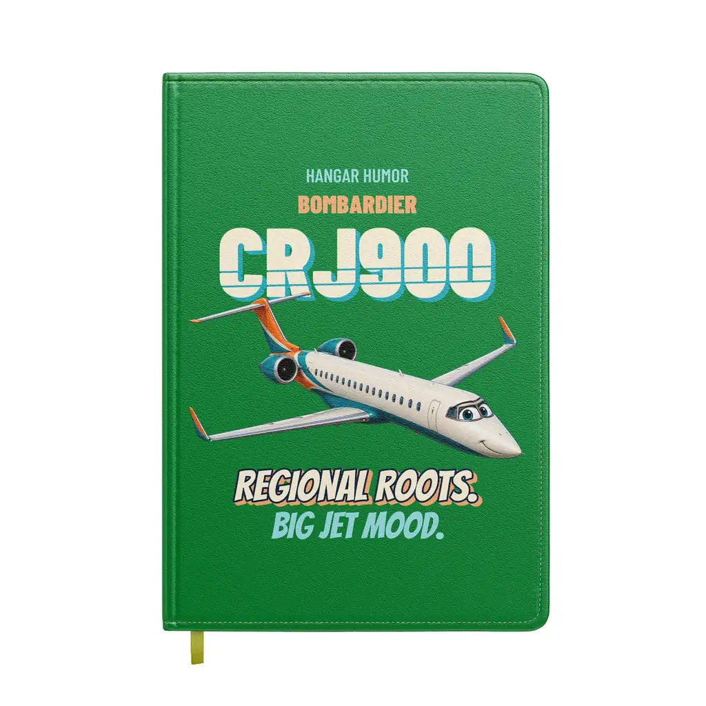 Bombardier CRJ900 - Regional roots. Big jet mood. design on green notebook