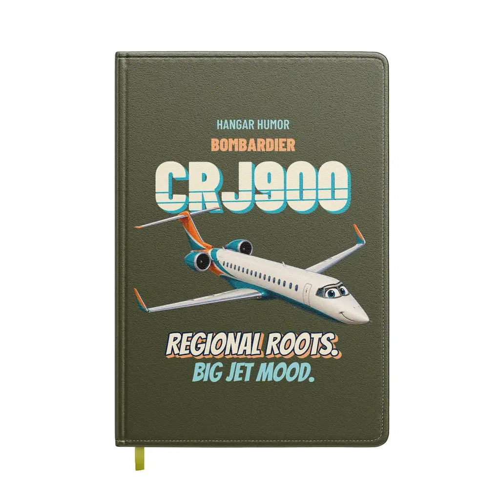 Bombardier CRJ900 - Regional roots. Big jet mood. design on green army notebook