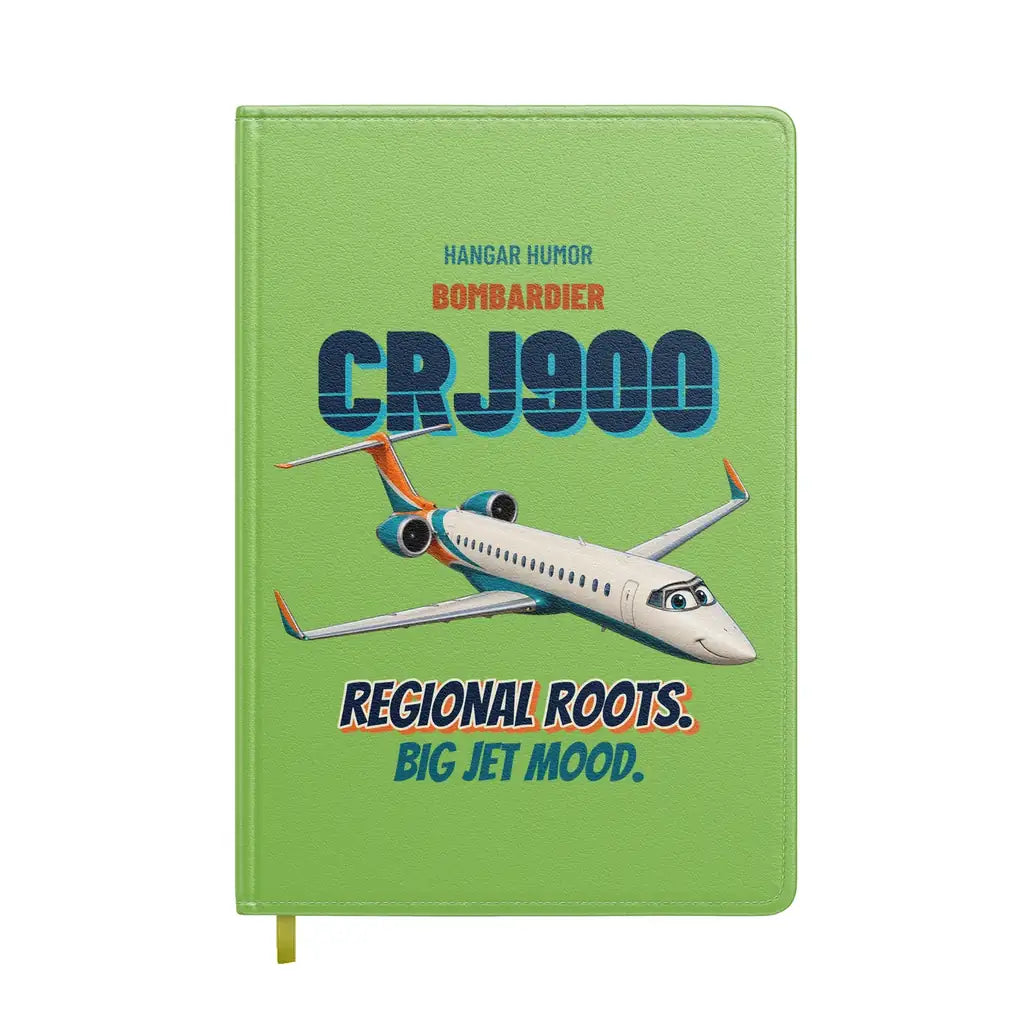 Bombardier CRJ900 - Regional roots. Big jet mood. design on light green notebook