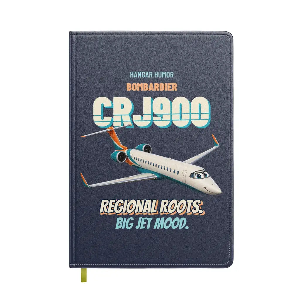 Bombardier CRJ900 - Regional roots. Big jet mood. design on navy blue notebook