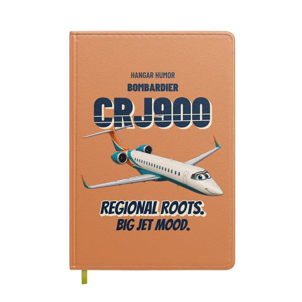 Bombardier CRJ900 - Regional roots. Big jet mood. design on orange notebook