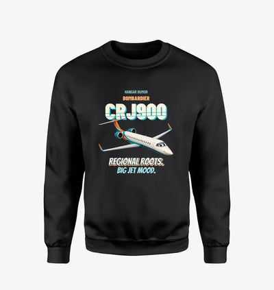 Bombardier CRJ900 - Regional roots. Big jet mood. design on black sweatshirt
