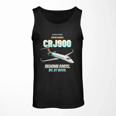 Bombardier CRJ900 - Regional roots. Big jet mood. design on black tank top