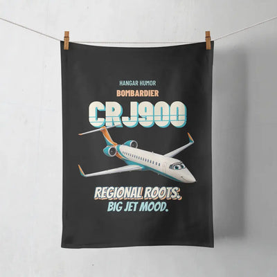 Bombardier CRJ900 - Regional roots. Big jet mood. design on black towel