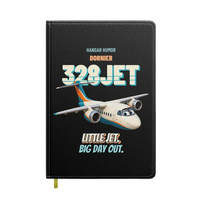 Dornier 328JET - Little jet. Big day out. design on black notebook