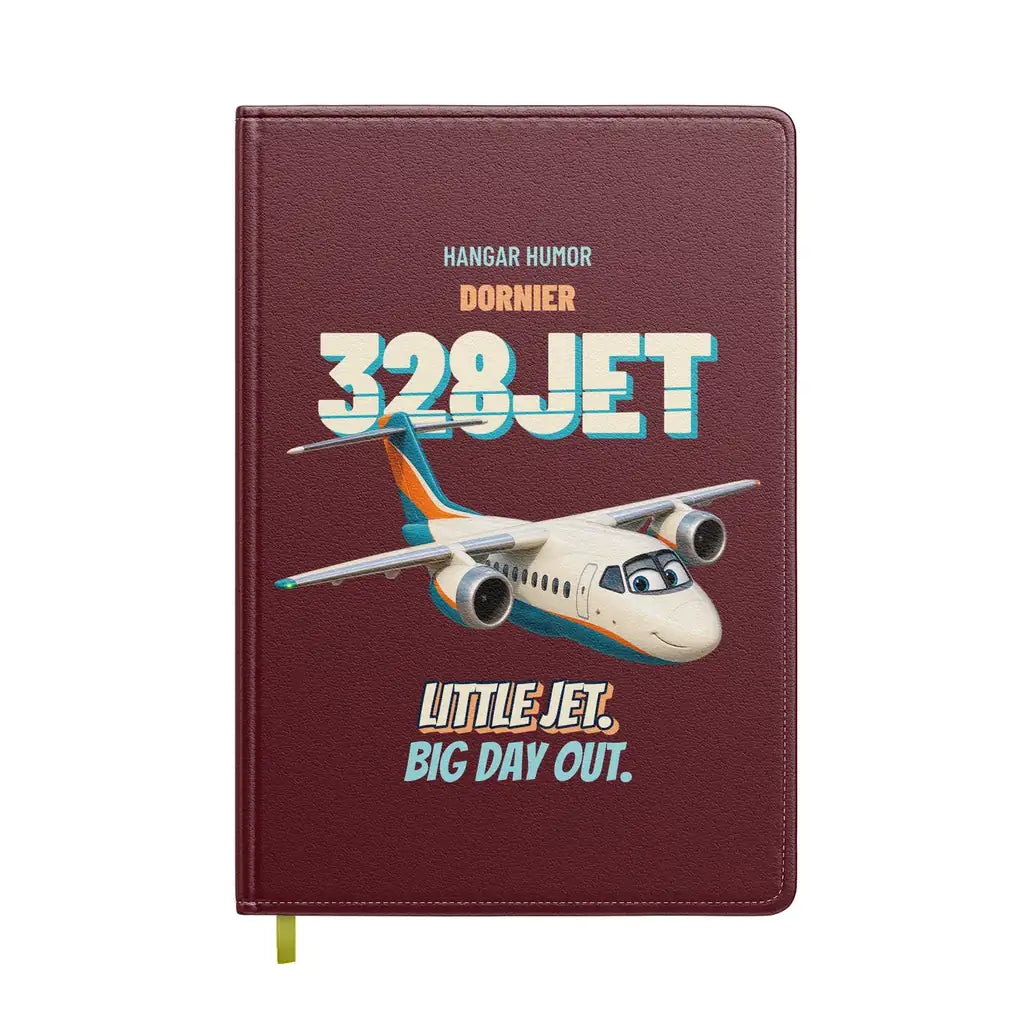 Dornier 328JET - Little jet. Big day out. design on dark red notebook