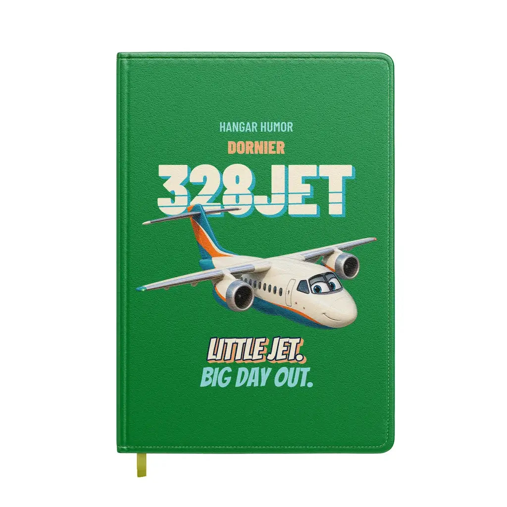 Dornier 328JET - Little jet. Big day out. design on green notebook