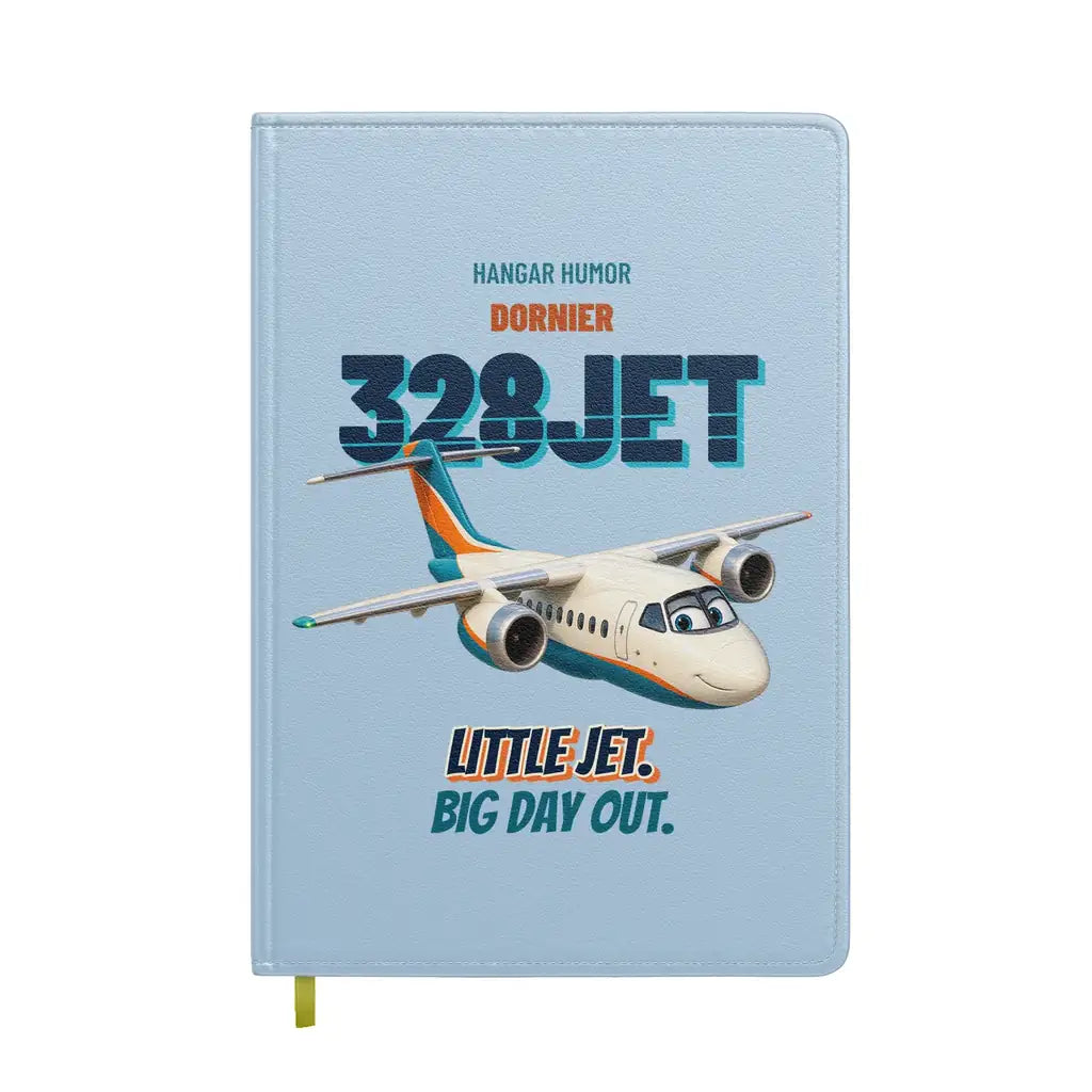 Dornier 328JET - Little jet. Big day out. design on light blue notebook
