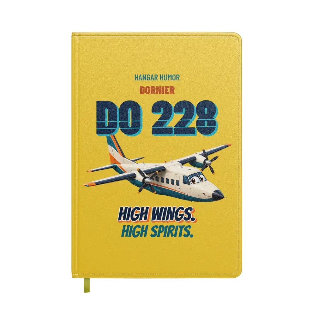 Dornier 228-212 - High wings. High spirits. design on yellow notebook