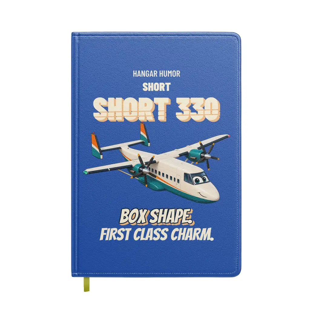 Short 330 - Box shape. First class charm. design on blue notebook