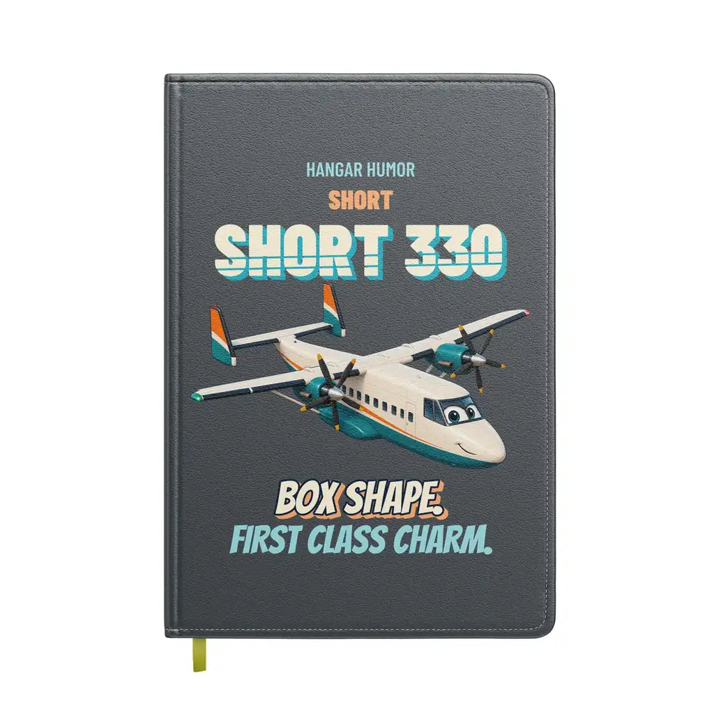 Short 330 - Box shape. First class charm. design on gray notebook