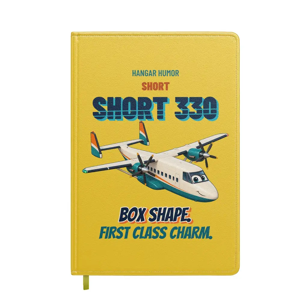 Short 330 - Box shape. First class charm. design on yellow notebook