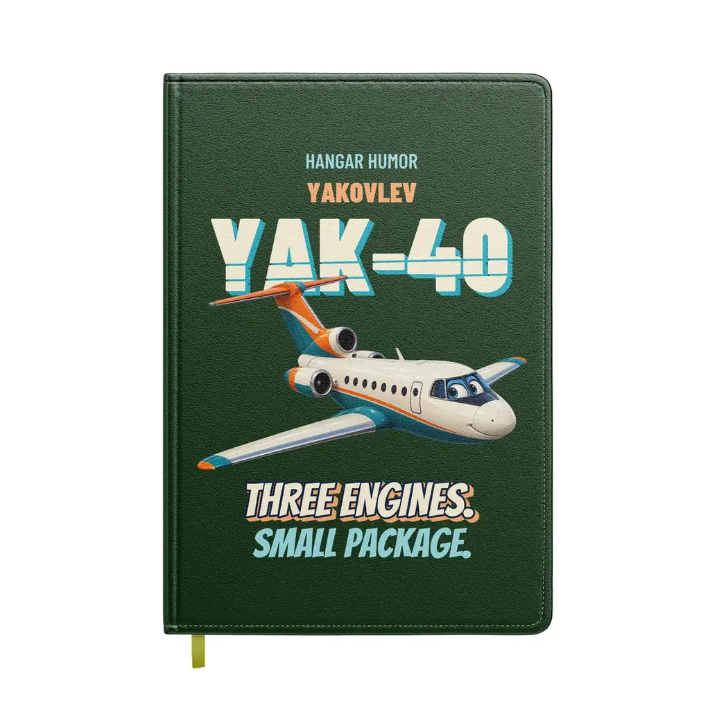 Yakovlev Yak-40 - Three engines. Small package. design on dark green notebook