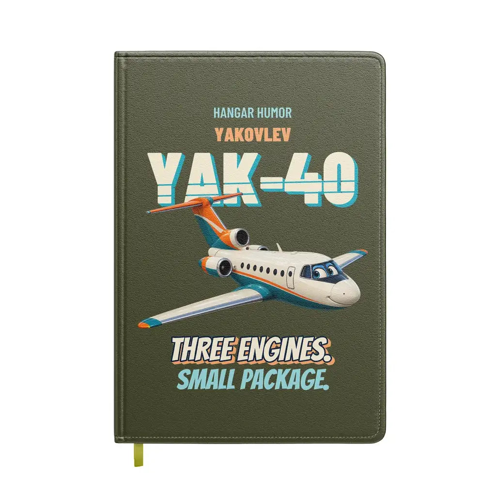 Yakovlev Yak-40 - Three engines. Small package. design on green army notebook