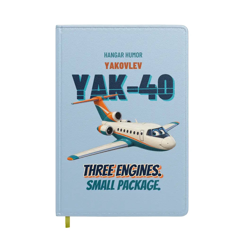 Yakovlev Yak-40 - Three engines. Small package. design on light blue notebook