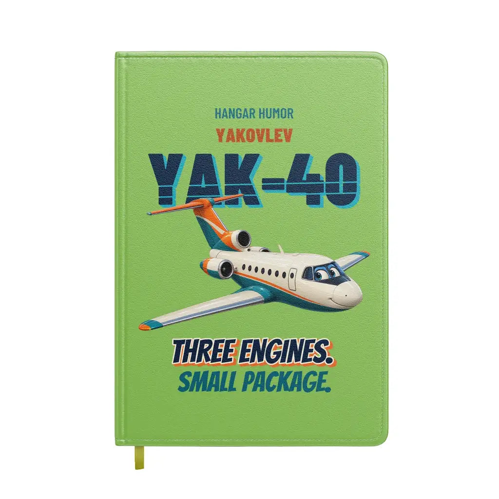 Yakovlev Yak-40 - Three engines. Small package. design on light green notebook