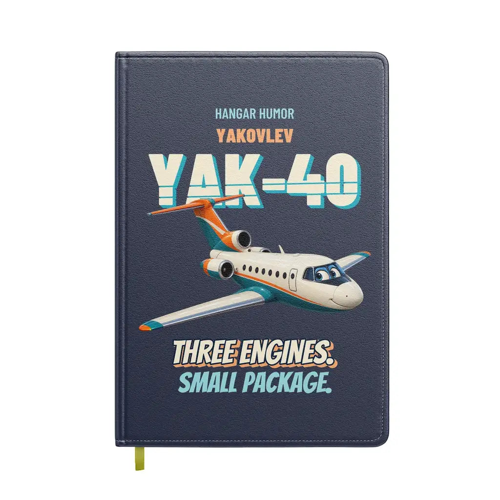 Yakovlev Yak-40 - Three engines. Small package. design on navy blue notebook