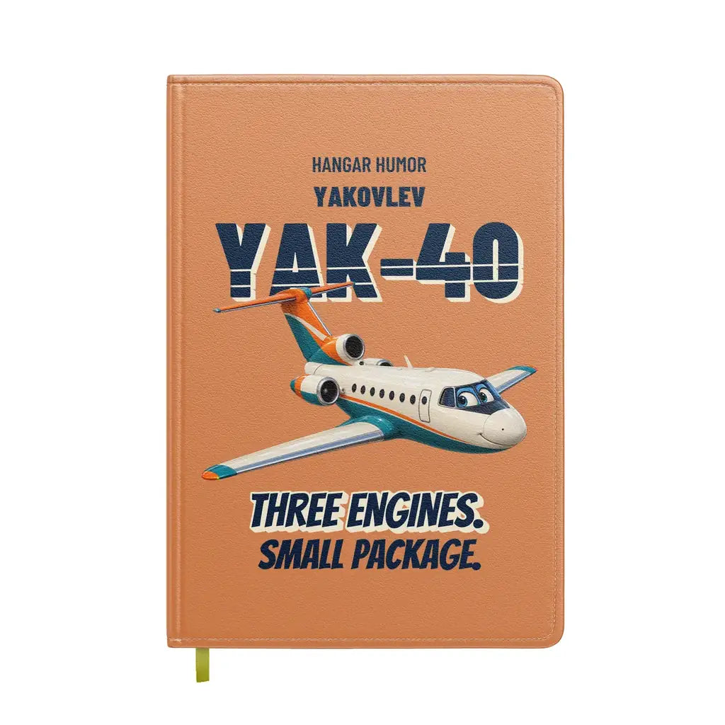 Yakovlev Yak-40 - Three engines. Small package. design on orange notebook