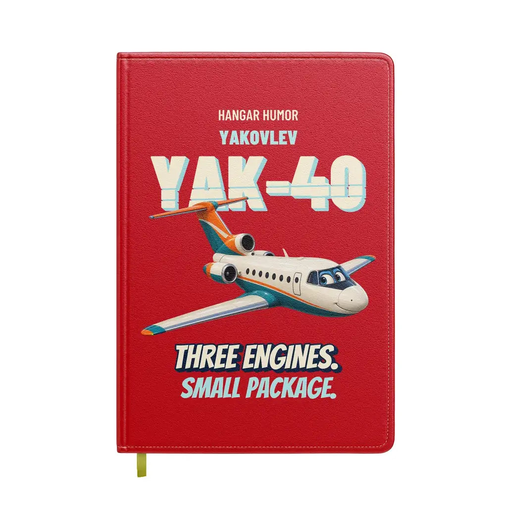 Yakovlev Yak-40 - Three engines. Small package. design on red notebook