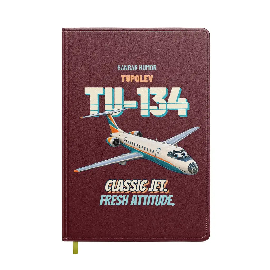 Tupolev Tu-134A - Classic jet. Fresh attitude. design on dark red notebook