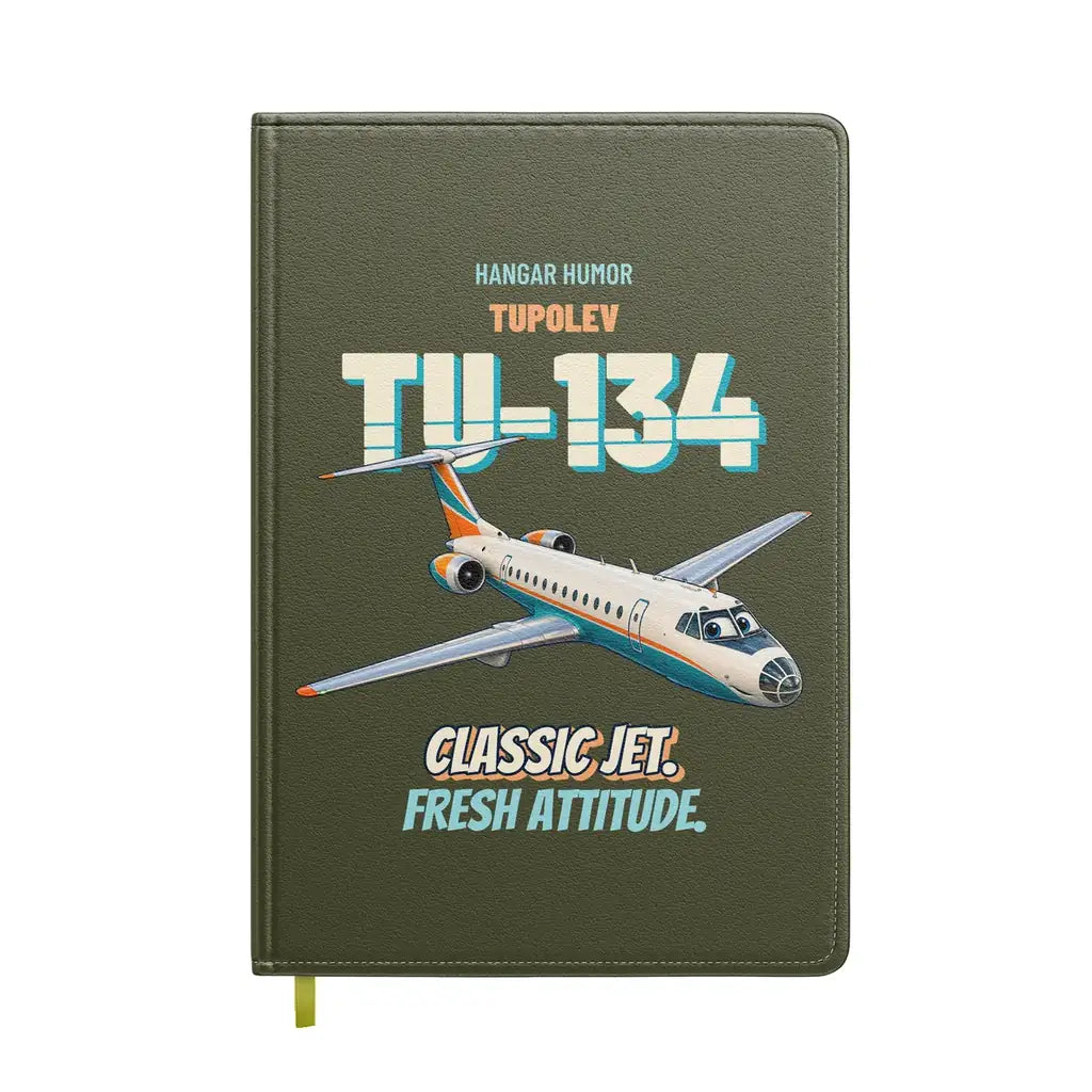 Tupolev Tu-134A - Classic jet. Fresh attitude. design on green army notebook