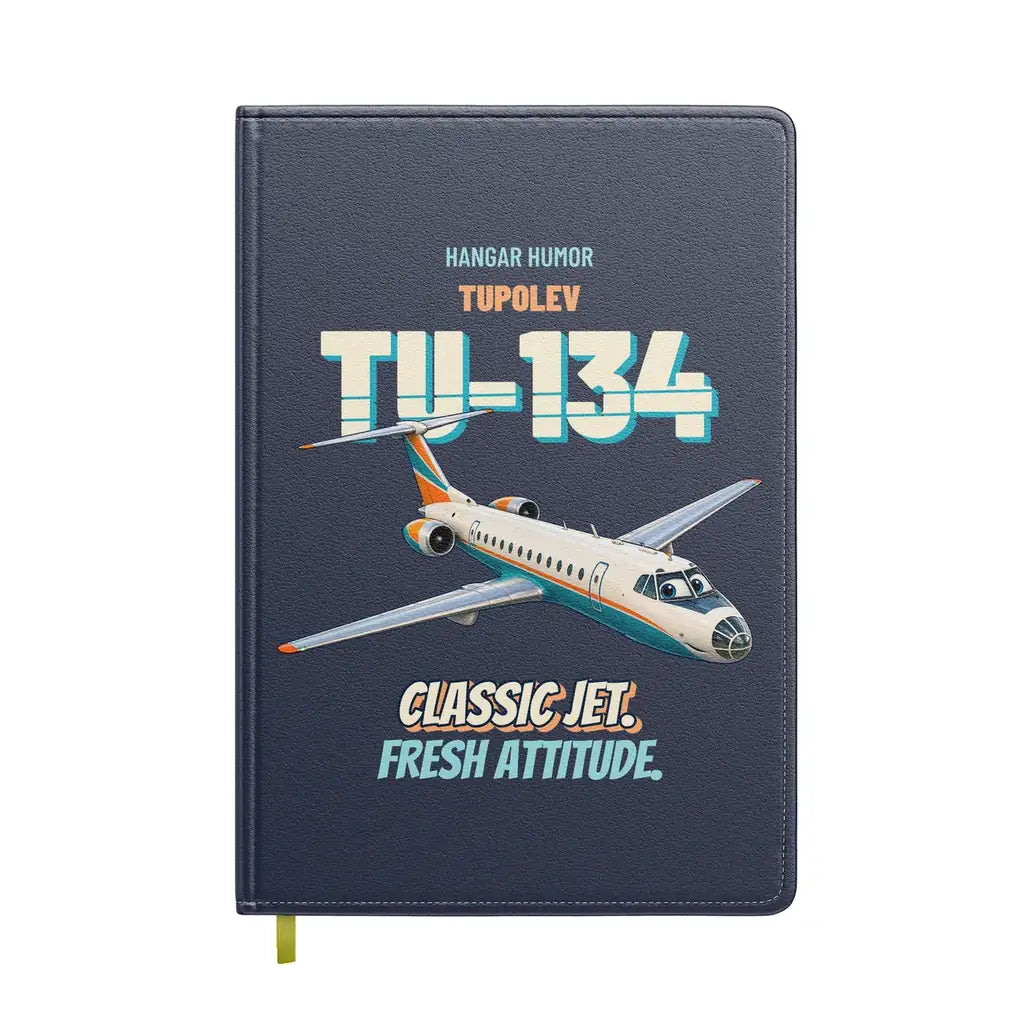 Tupolev Tu-134A - Classic jet. Fresh attitude. design on navy blue notebook
