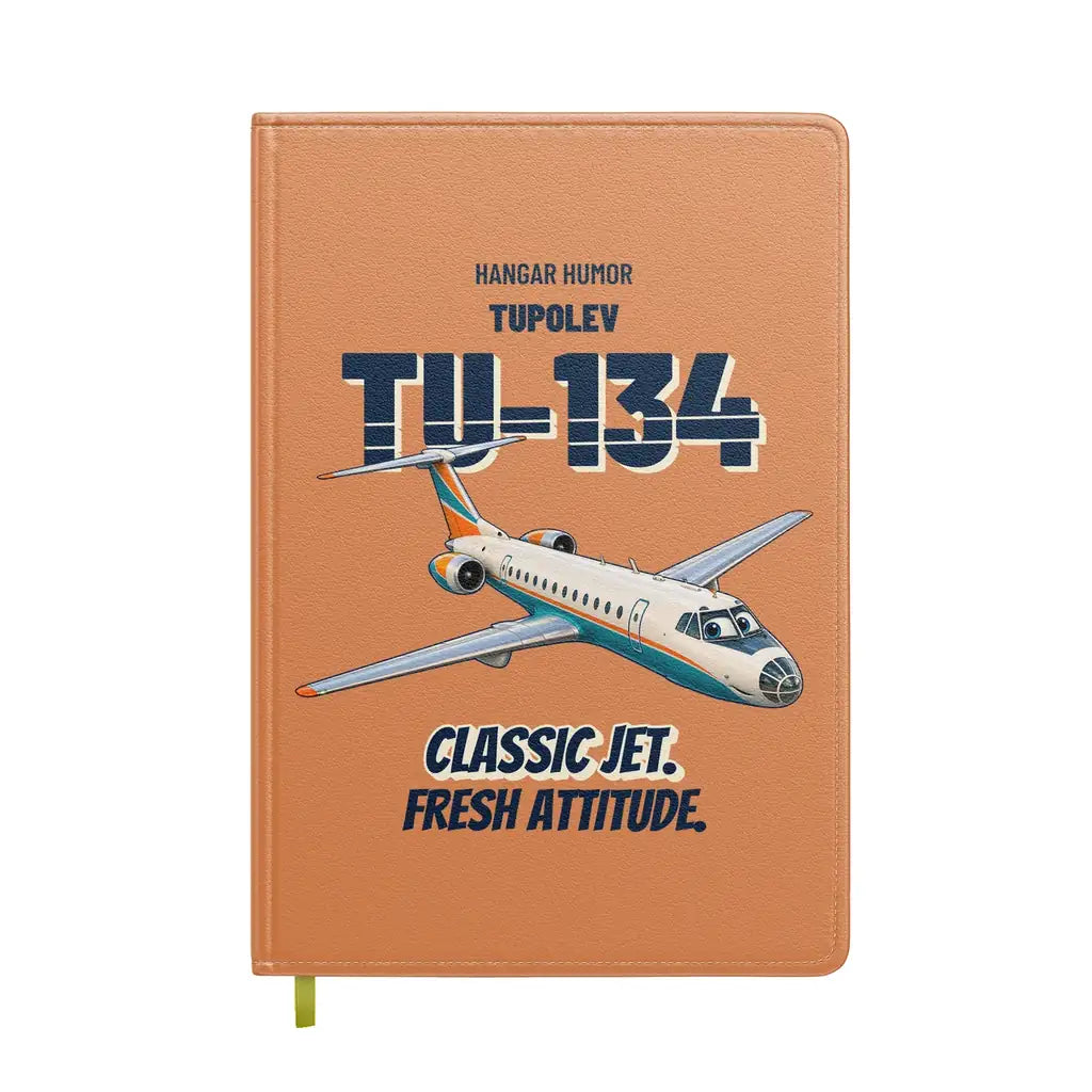 Tupolev Tu-134A - Classic jet. Fresh attitude. design on orange notebook